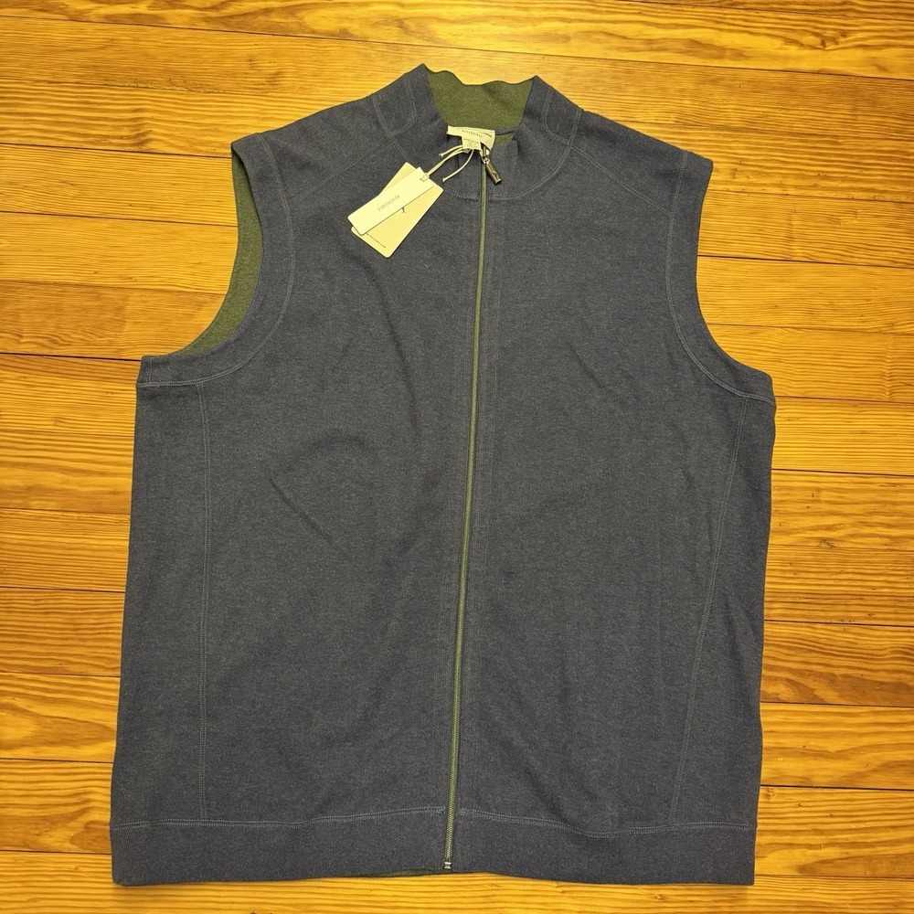 Tommy Bahama Men's Size 3XLT Reversible Flip Coast Full Zip Vest Navy Gray